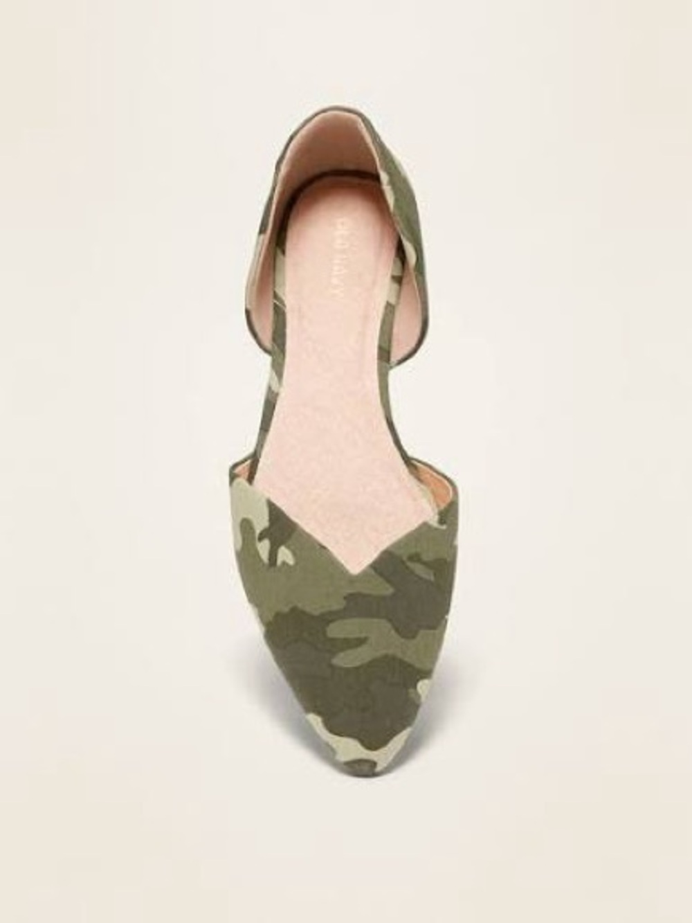 Old Navy Canvas Camouflage Pointed Toe D'Orsay Flat - Olive Green